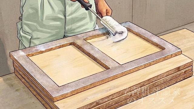 フラッシュ合板の製作風景