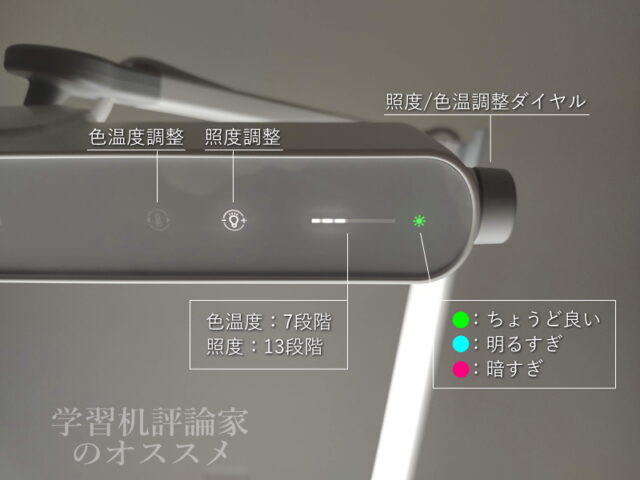 BenQ・MindDuo 2 学習用デスクライト AR21は手動での調色＆調光も可能